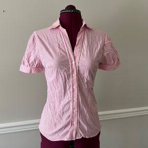 United Colors of Benetton Pink Striped Short Sleeve Shirt XS